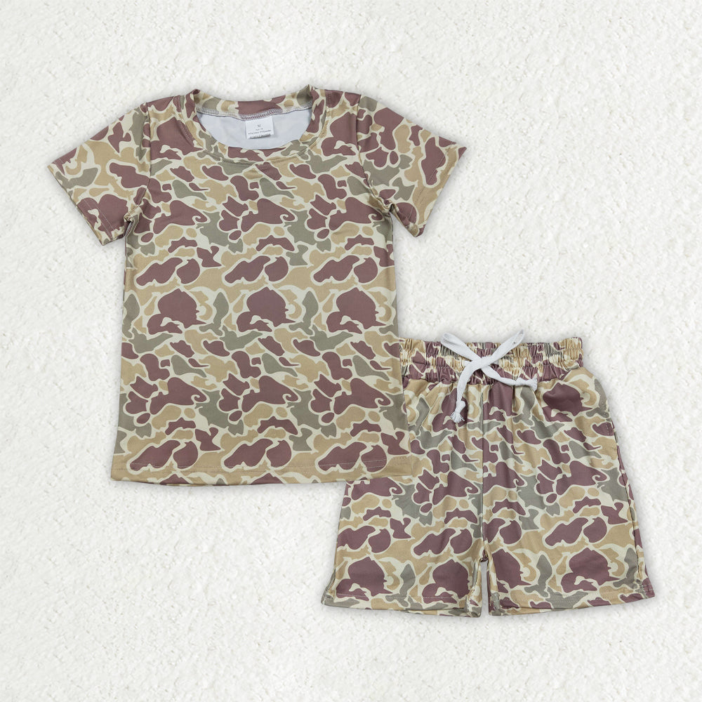 RTS NO MOQ BSSO1909 Baby Boys Camo Print Top with Pockets Shorts Clothing Set