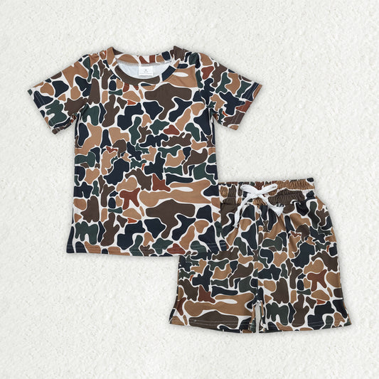 RTS NO MOQ（In Stock) BT0905+SS0732 Camouflage beige short-sleeved top shorts sets-BSSO1911