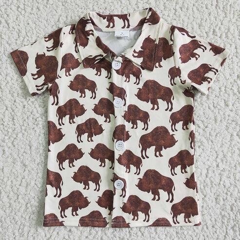 RTS NO MOQ Sibling Baby Boys Short Sleeve Western Button Shirts Top Cute Casual Fashion Infant Clothing for Boys
