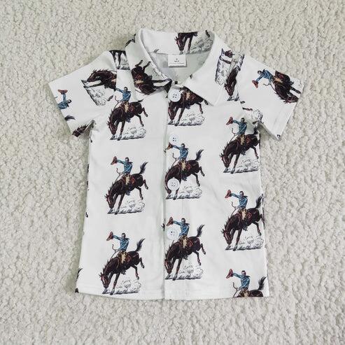 RTS NO MOQ Sibling Baby Boys Short Sleeve Western Button Shirts Top Cute Casual Fashion Infant Clothing for Boys