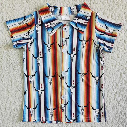 RTS NO MOQ Sibling Baby Boys Short Sleeve Western Button Shirts Top Cute Casual Fashion Infant Clothing for Boys