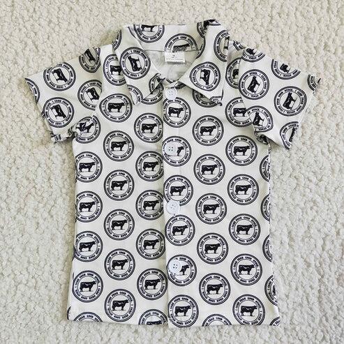 RTS NO MOQ Sibling Baby Boys Short Sleeve Western Button Shirts Top Cute Casual Fashion Infant Clothing for Boys