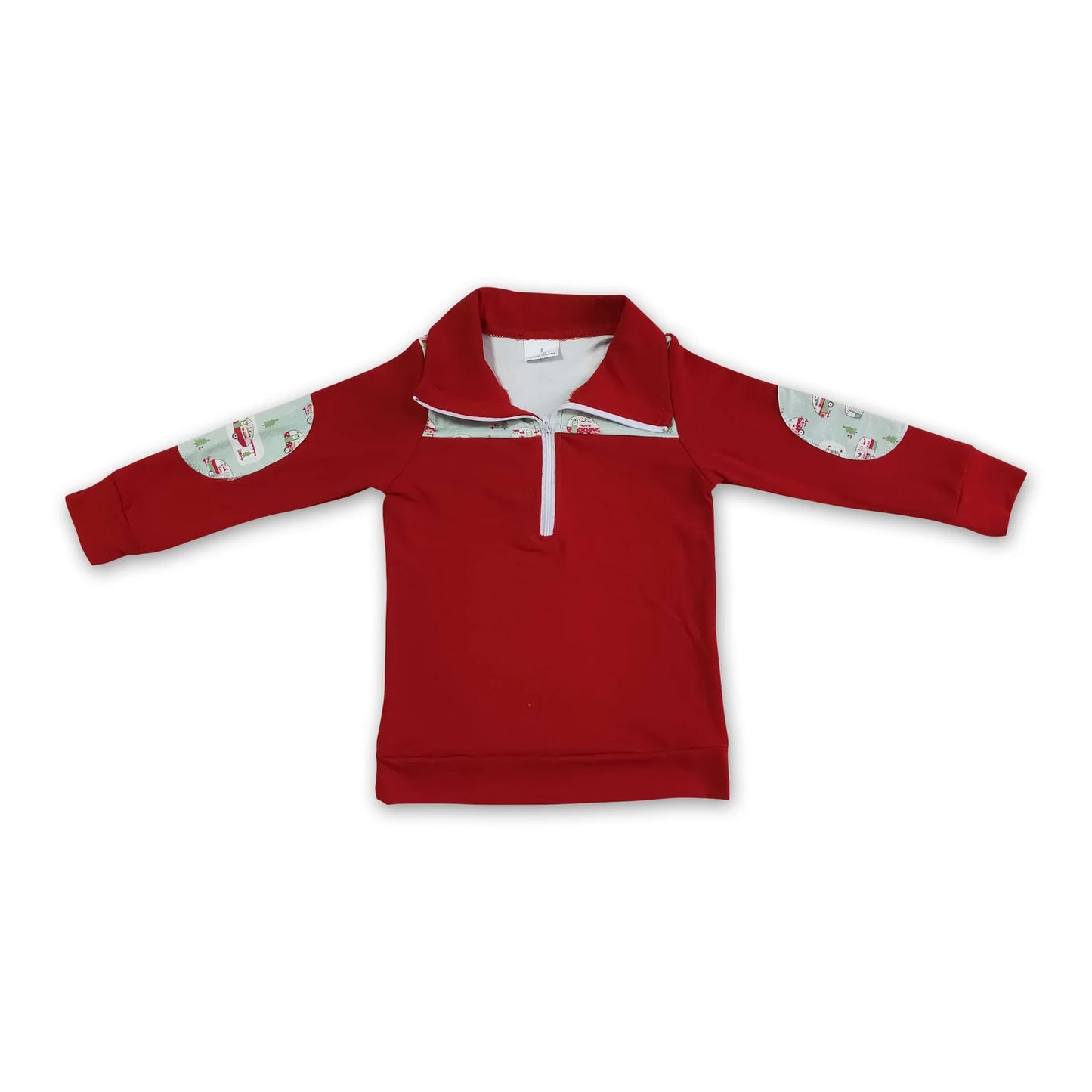 RTS NO MOQ Sibling milk silk Baby Boys Embroidery Santa Red Green Sprinkles Print Zipper Front Pullovers