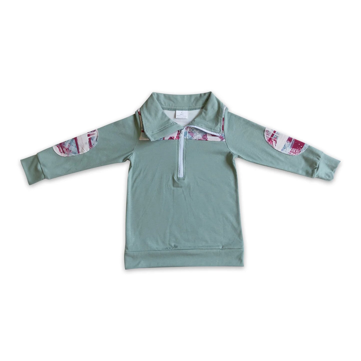 RTS NO MOQ Sibling milk silk Baby Boys Embroidery Santa Red Green Sprinkles Print Zipper Front Pullovers