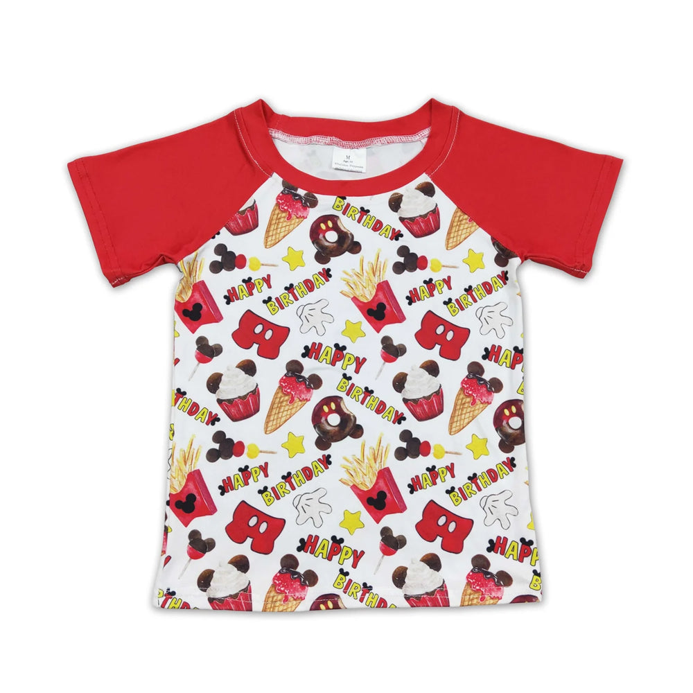 RTS NO MOQ Sibling milk silk Cute Clothes Baby Boys Birthday Cake Print Top Pants Pajamas Clothes Set Matching shirts tops