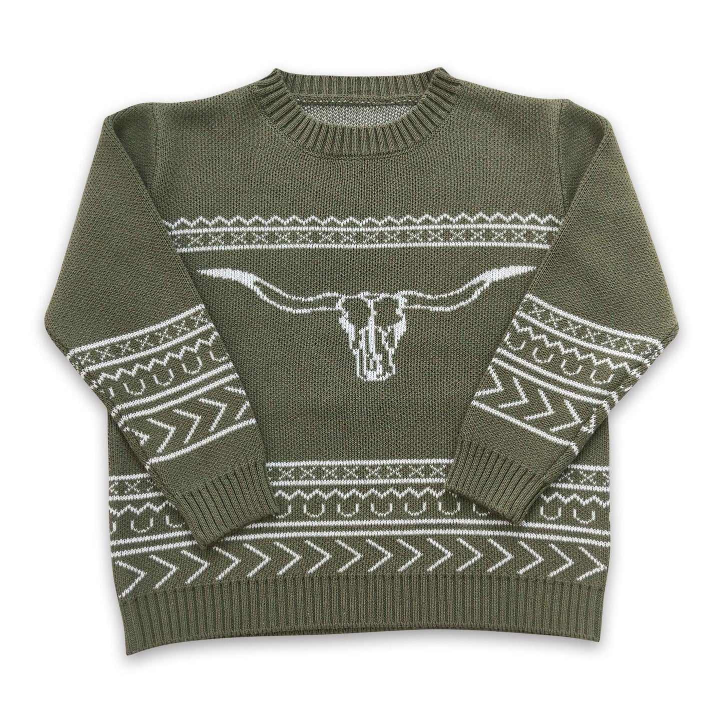 RTS NO MOQ Sibling Sweater Baby Toddler Western Cow Print Crew Neck Woolen Knit Sweater