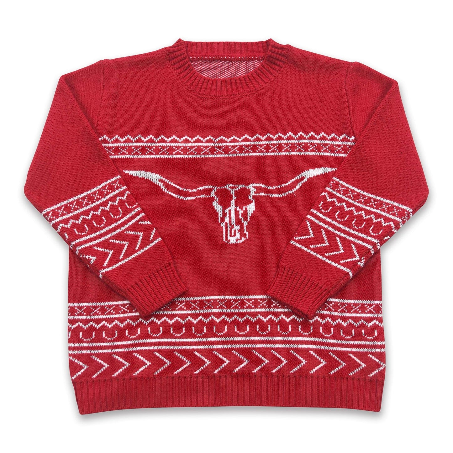 RTS NO MOQ Sibling Sweater Baby Toddler Western Cow Print Crew Neck Woolen Knit Sweater