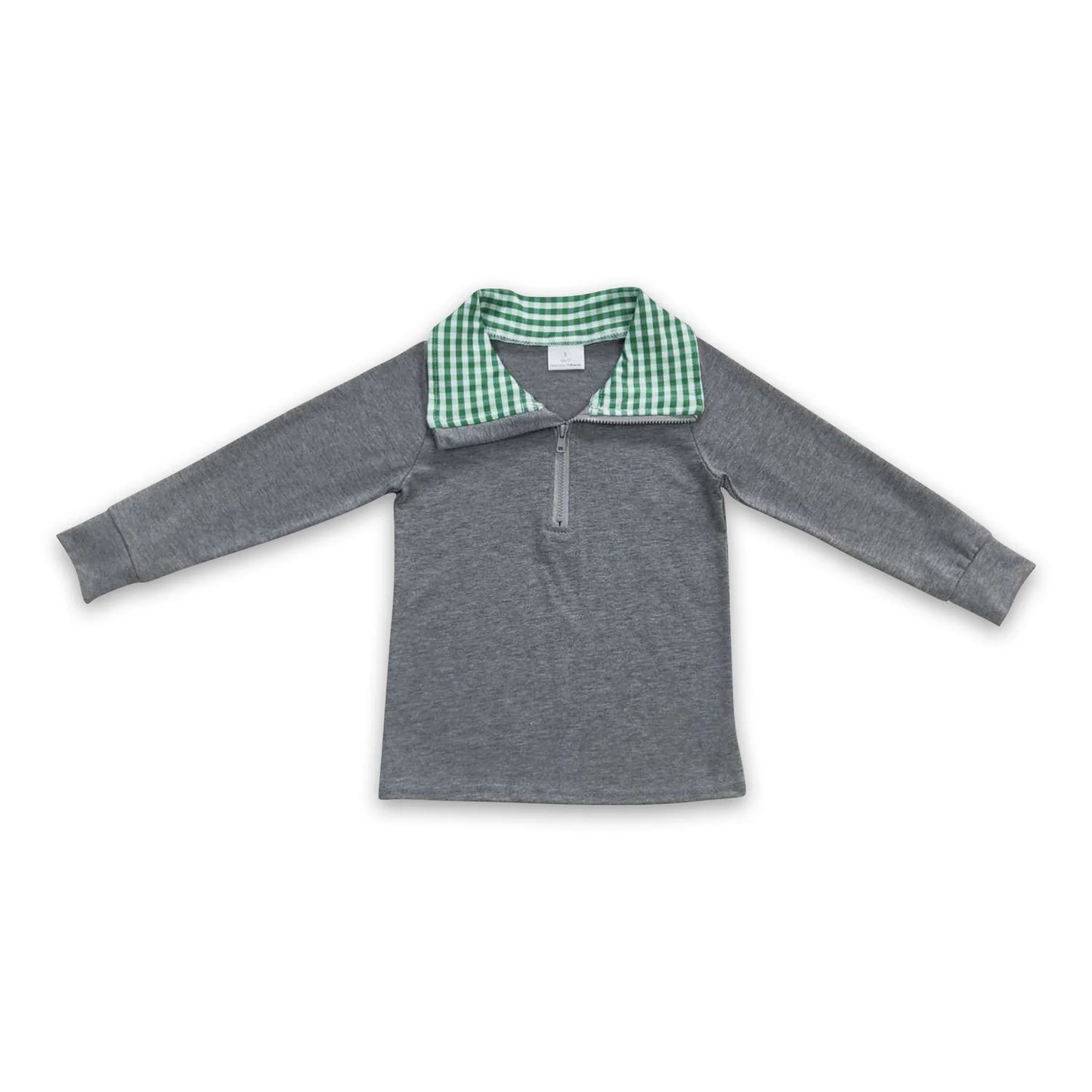 RTS NO MOQ Sibling milk silk Baby Kids Plaid Long Sleeve Pullover Tee Shirt Tops