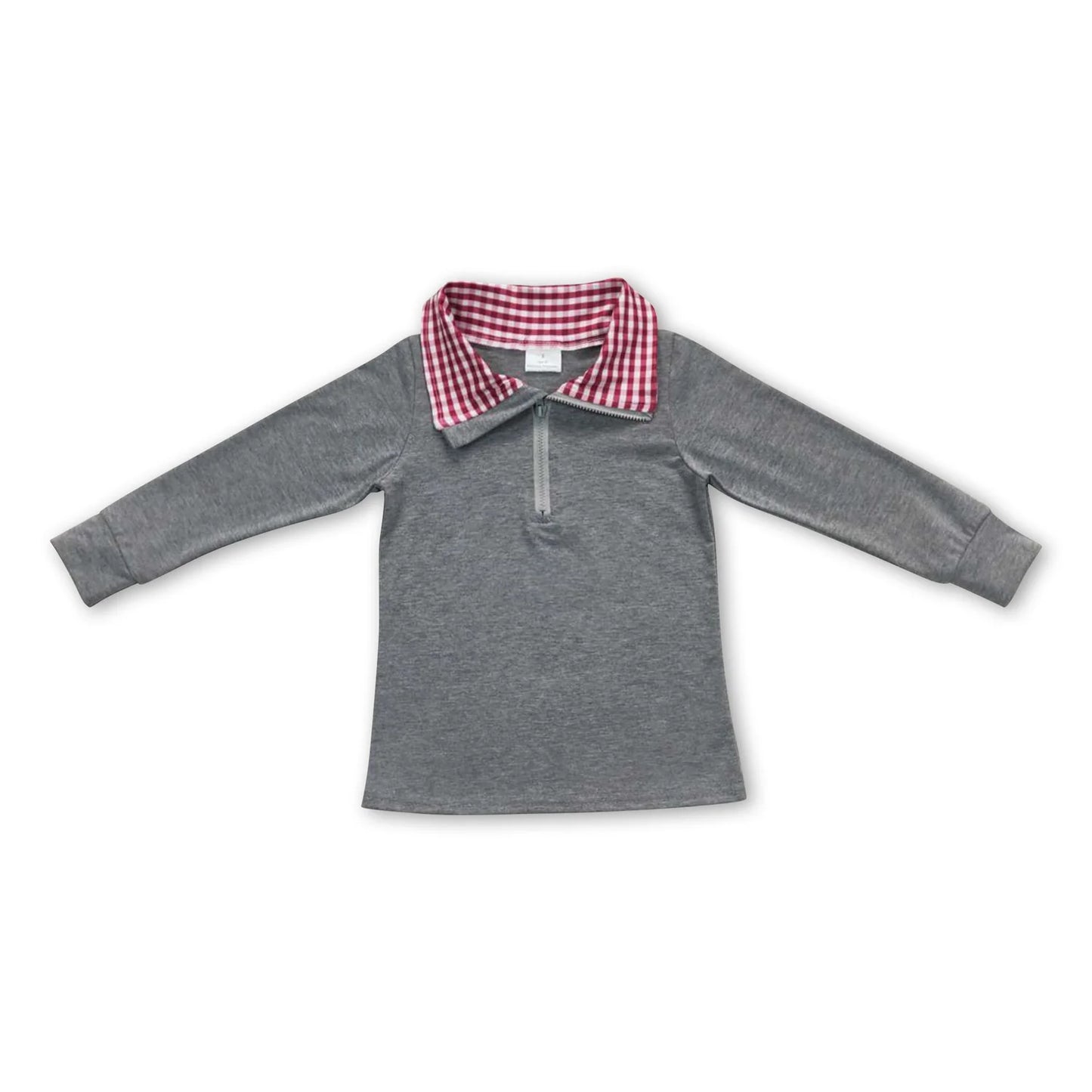 RTS NO MOQ Sibling milk silk Baby Kids Plaid Long Sleeve Pullover Tee Shirt Tops