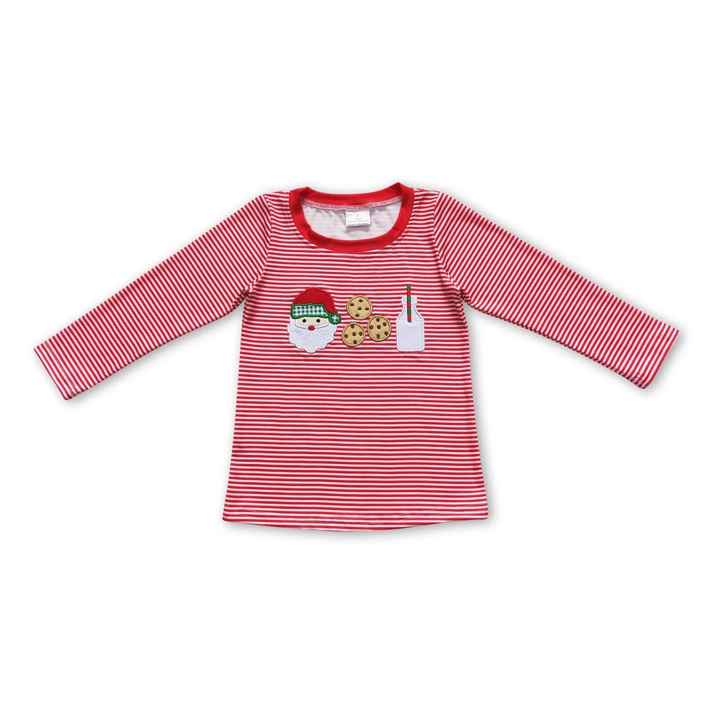 RTS NO MOQ Sibling milk silk Baby Boys Christma Embroidery Santa long sleeve pants sets and rompers and top