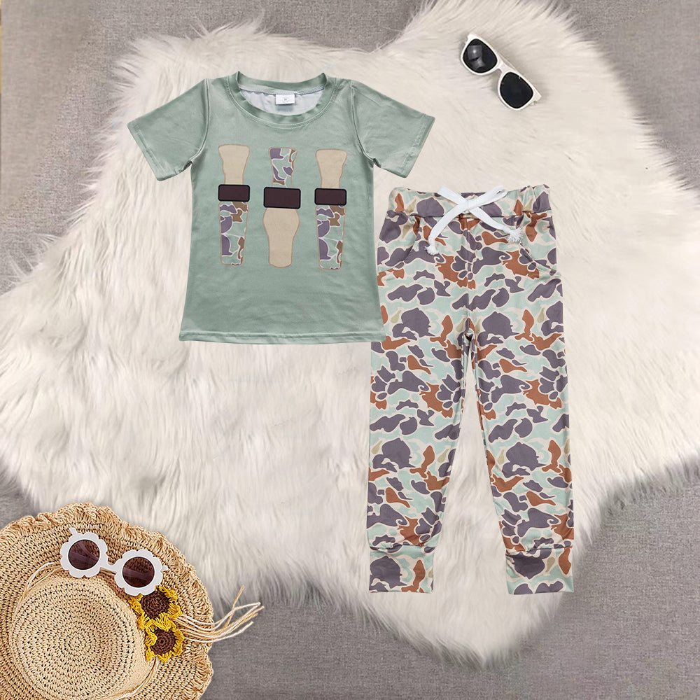 RTS NO MOQ Sibling baby boy clothes camouflage short sleeve pants Sets