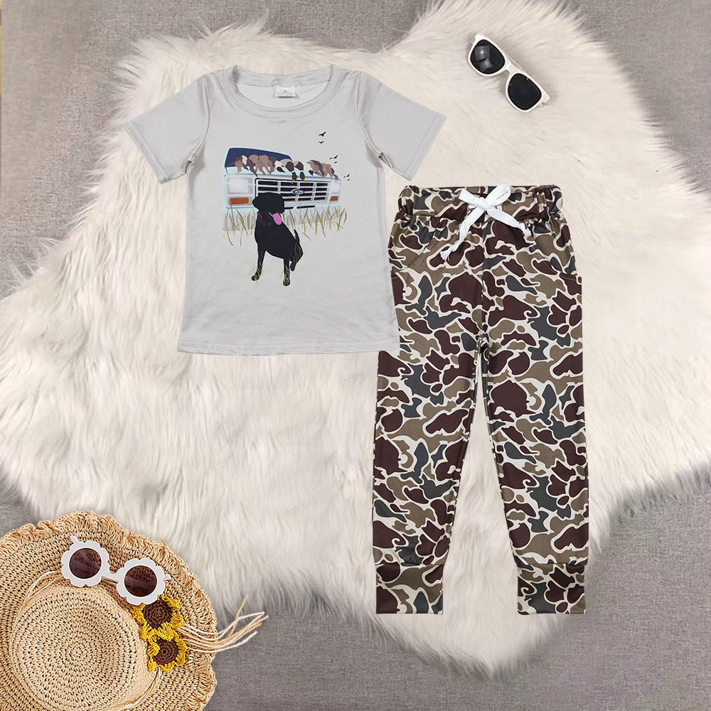 RTS NO MOQ Sibling baby boy clothes camouflage short sleeve pants Sets