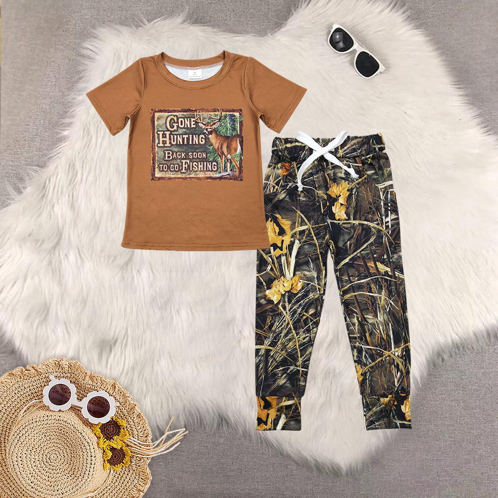 RTS NO MOQ Sibling baby boy clothes camouflage short sleeve pants Sets