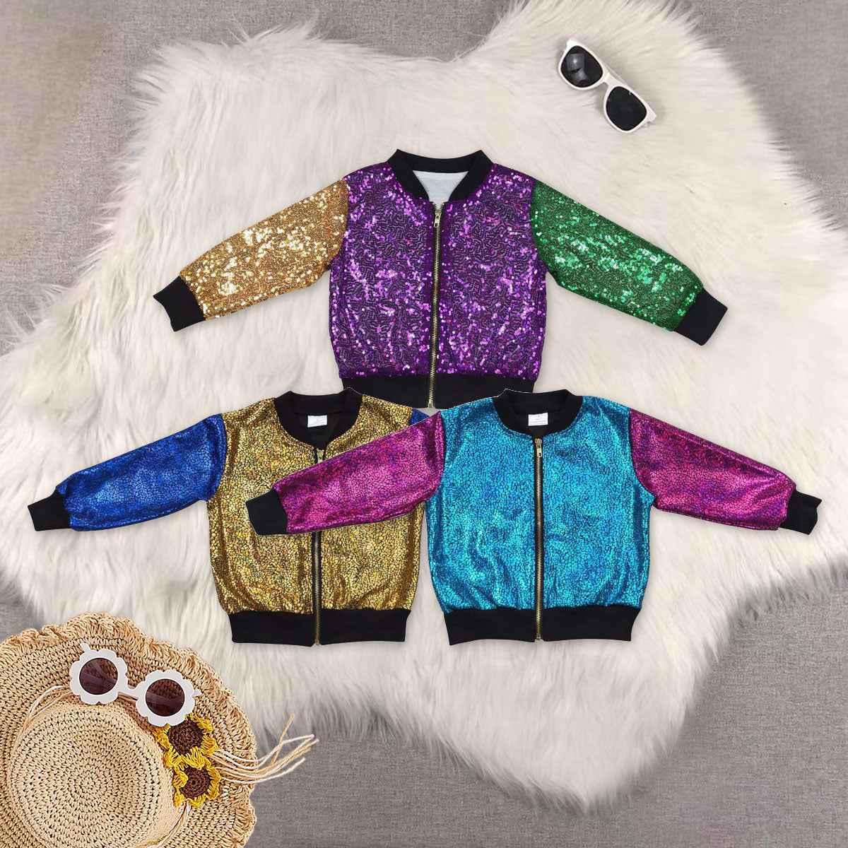RTS NO MOQ Sibling Wear Sequin Cardigan Jackets sequin jacket match