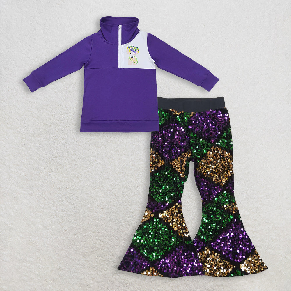 RTS NO MOQ Sibling Baby boy clothes Mardi Gras Outfit Set and top and pants