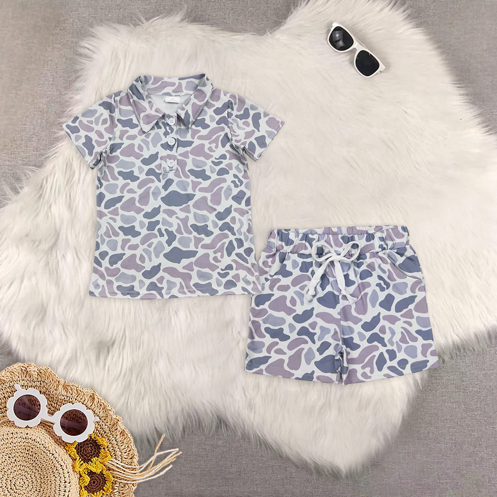 RTS NO MOQ Sibling baby boy Clothes camouflage short sleeve shorts Sets