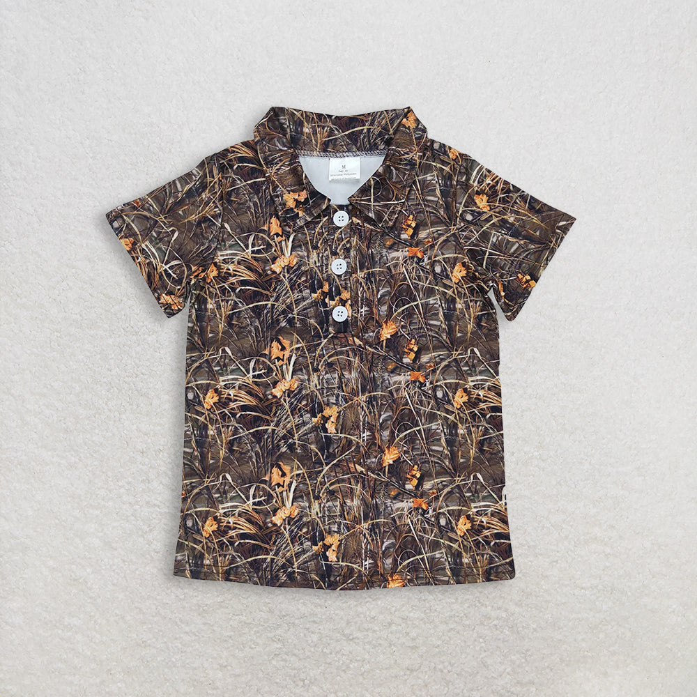 RTS NO MOQ BT0639+SS0771 Camo Kids Boys Summer Polo Shirt Short Sleeves Baby Girls Active Ruffle Shorts Bottom Yoga Wear