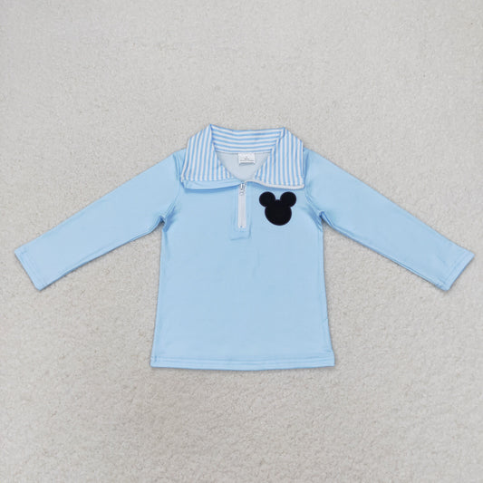 Cute Clothes BT0708 Baby Boys Blue Zip Long Sleeve Tee Shirts Tops