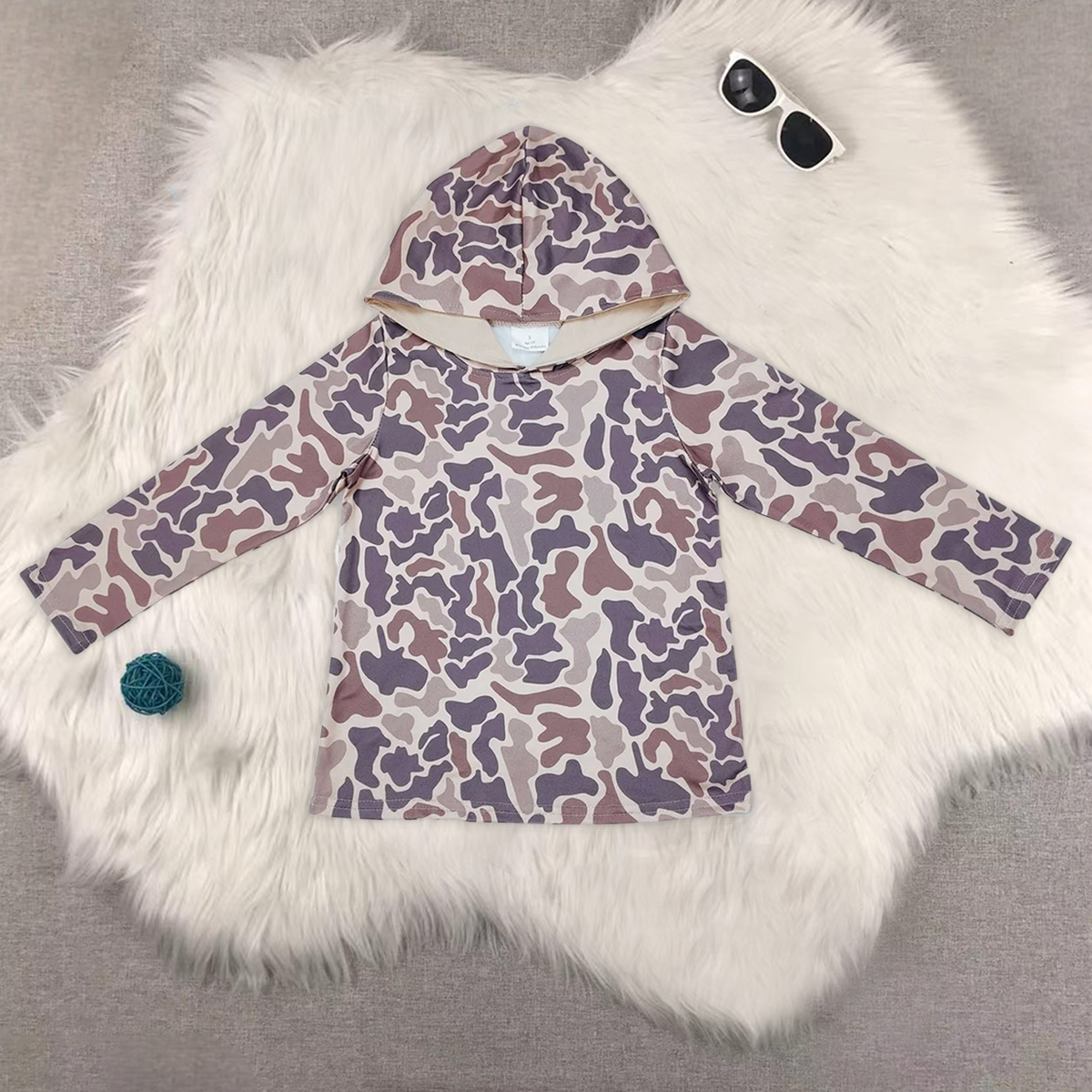 RTS NO MOQ Sibling baby boy clothes camouflage hooded long sleeved set and tops and shorts