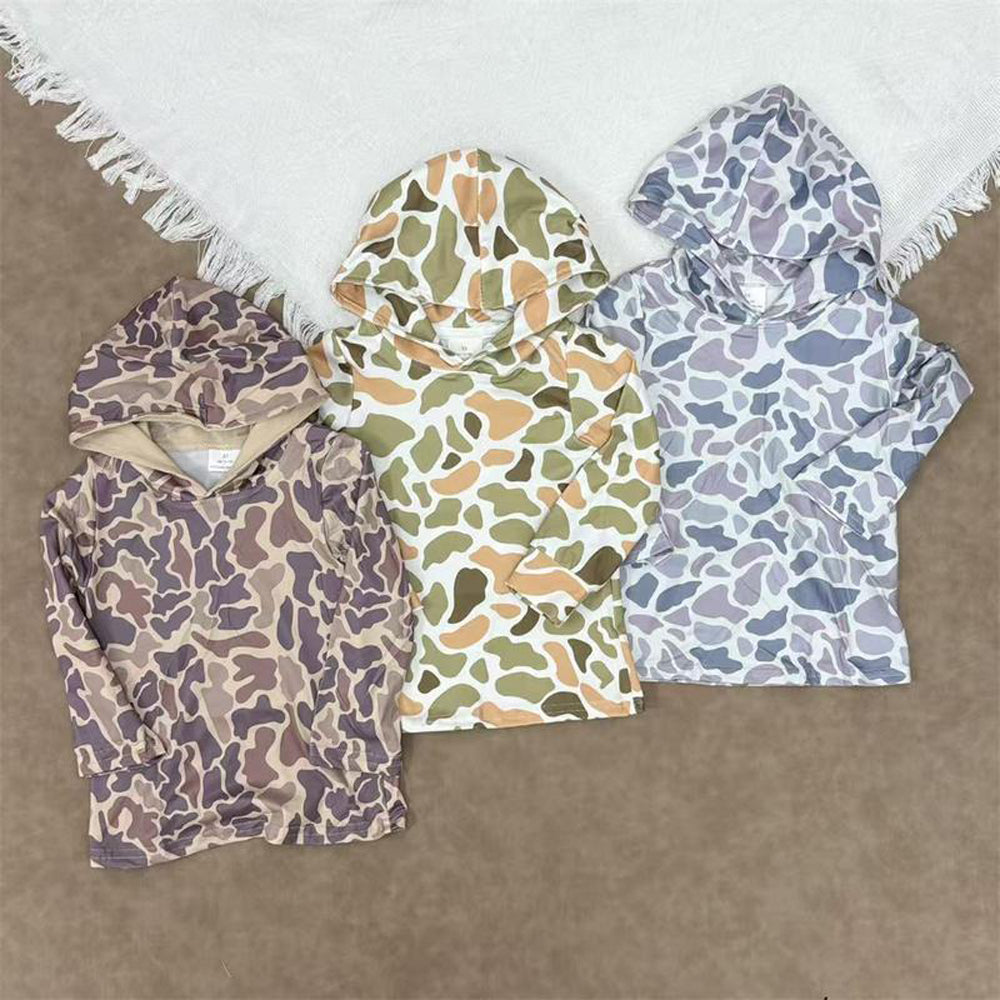 RTS NO MOQ Sibling baby boy clothes camouflage hooded long sleeved tops and romper