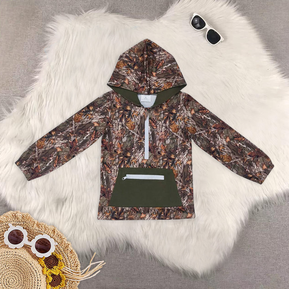 RTS NO MOQ Sibling baby boy clothes camouflage hooded long sleeved set and tops and shorts