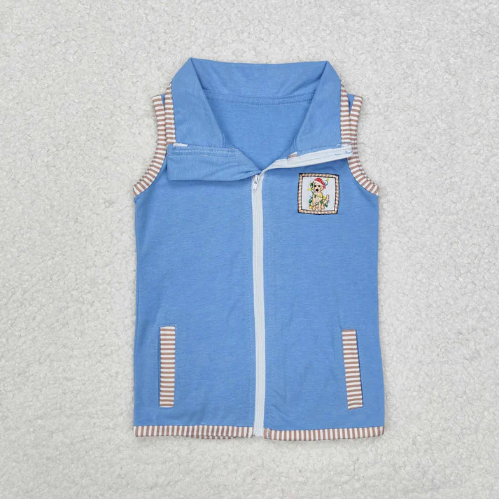 RTS NO MOQ Sibling baby boy clothes Brown plaid vest top + camouflage sleeveless zipper vest