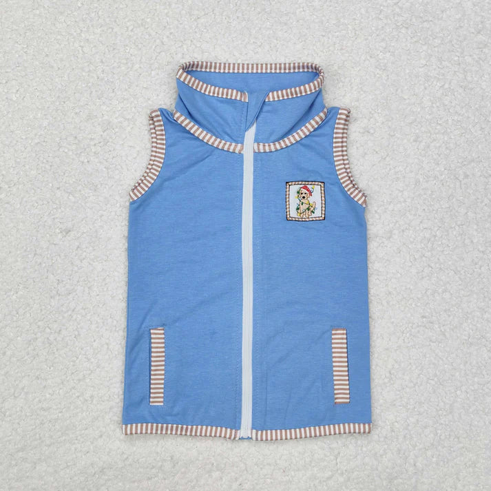 RTS NO MOQ Sibling baby boy clothes Brown plaid vest top + camouflage sleeveless zipper vest