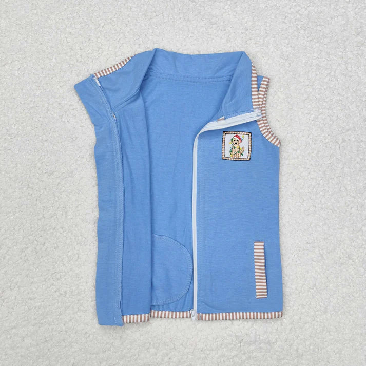 RTS NO MOQ Sibling baby boy clothes Brown plaid vest top + camouflage sleeveless zipper vest