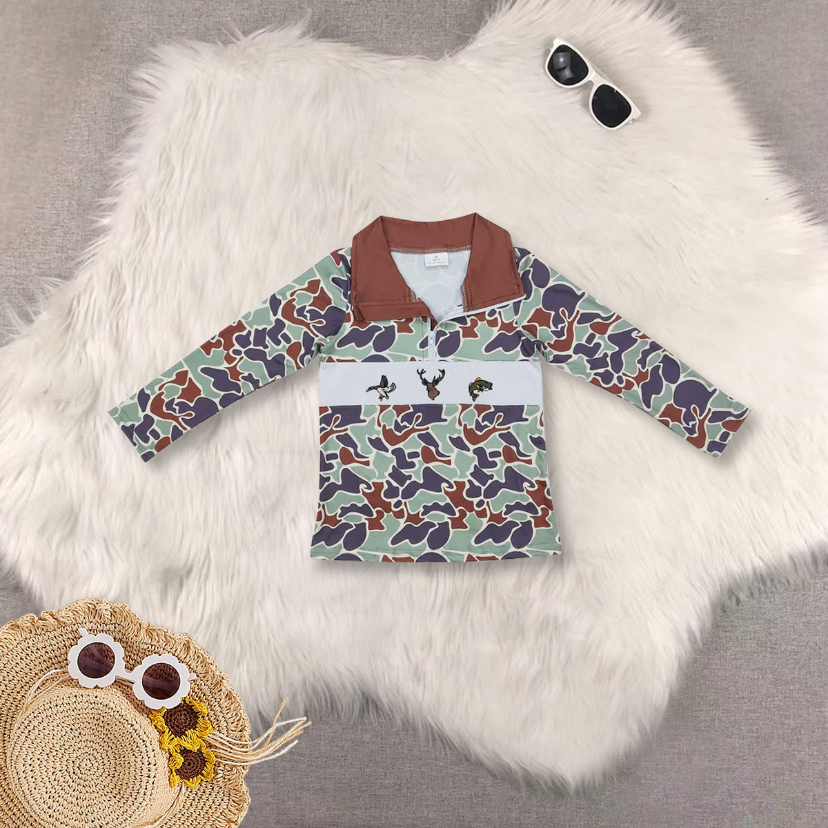 RTS Sibling baby boys clothes camouflage duck long Sleeve top