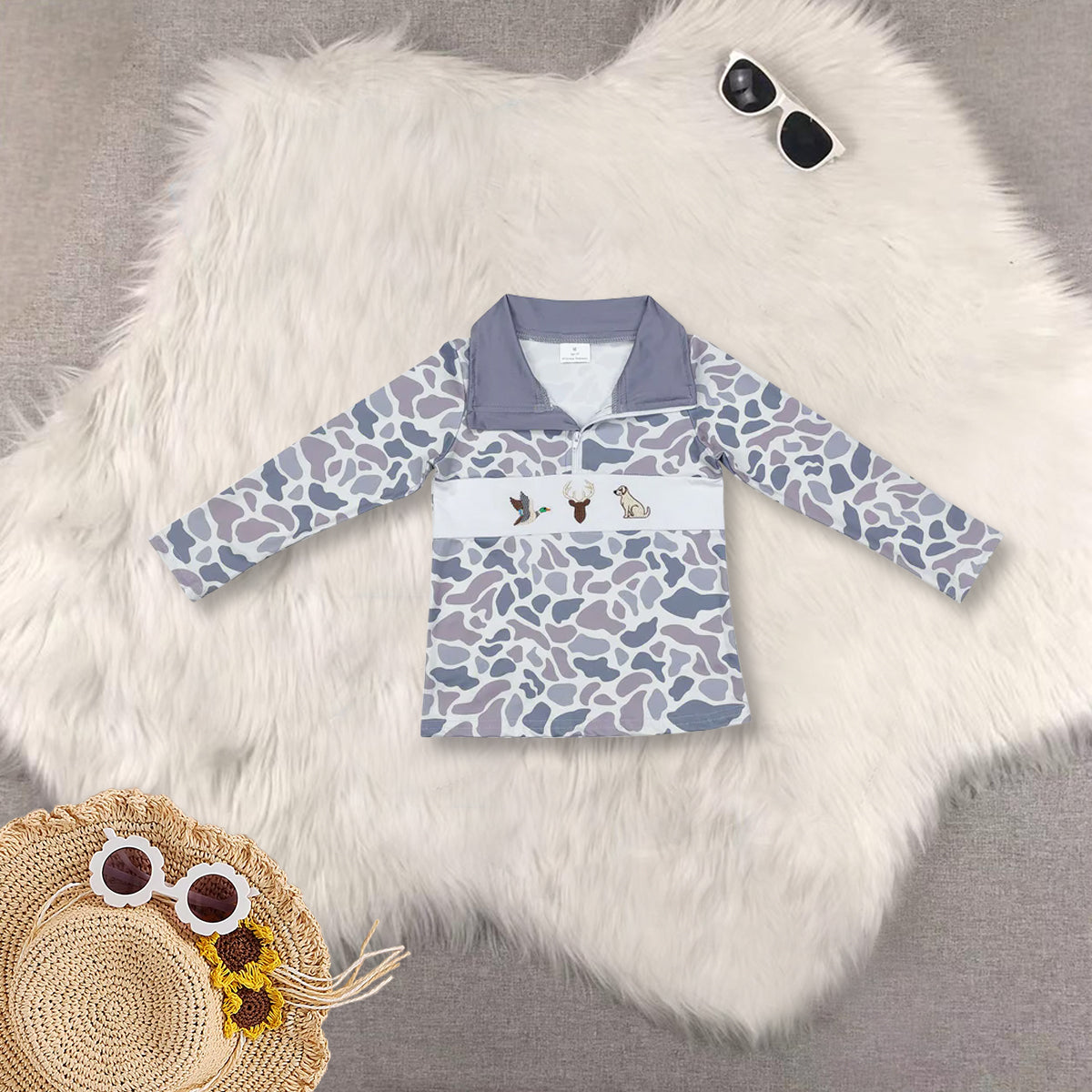 RTS Sibling baby boys clothes camouflage duck long Sleeve top