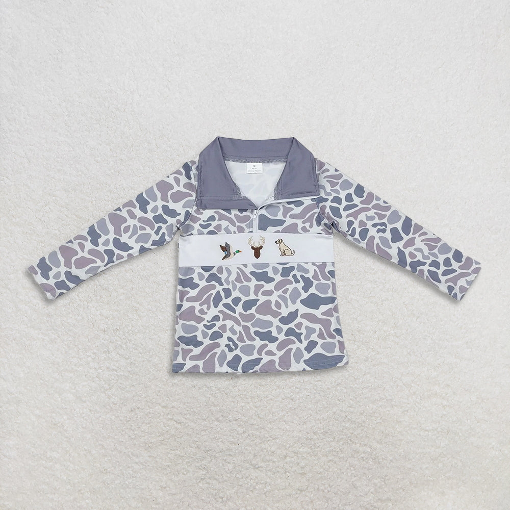 RTS NO MOQ Sibling Baby boy clothes camouflage pullover hooded long sleeve top and pants and romper and adult top