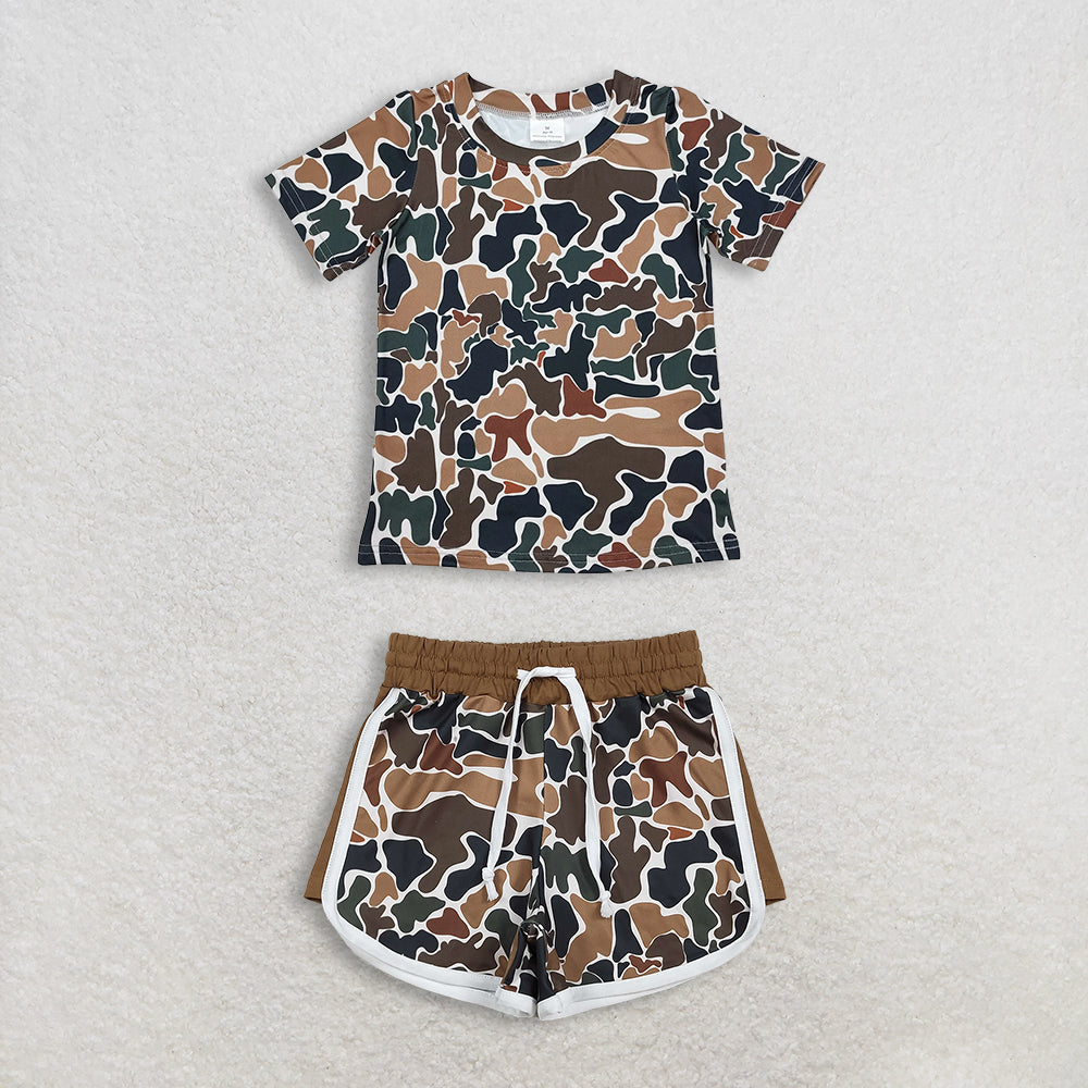 RTS NO MOQ（In Stock) baby boy clothes camouflage short sleeved shorts set