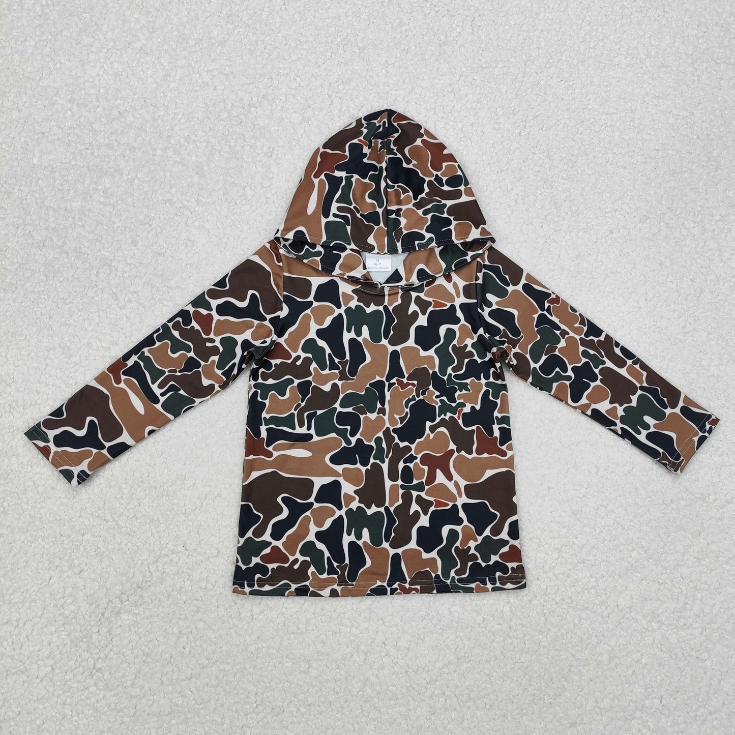 RTS NO MOQ Baby kid Girls camouflage pullover hooded long sleeve top