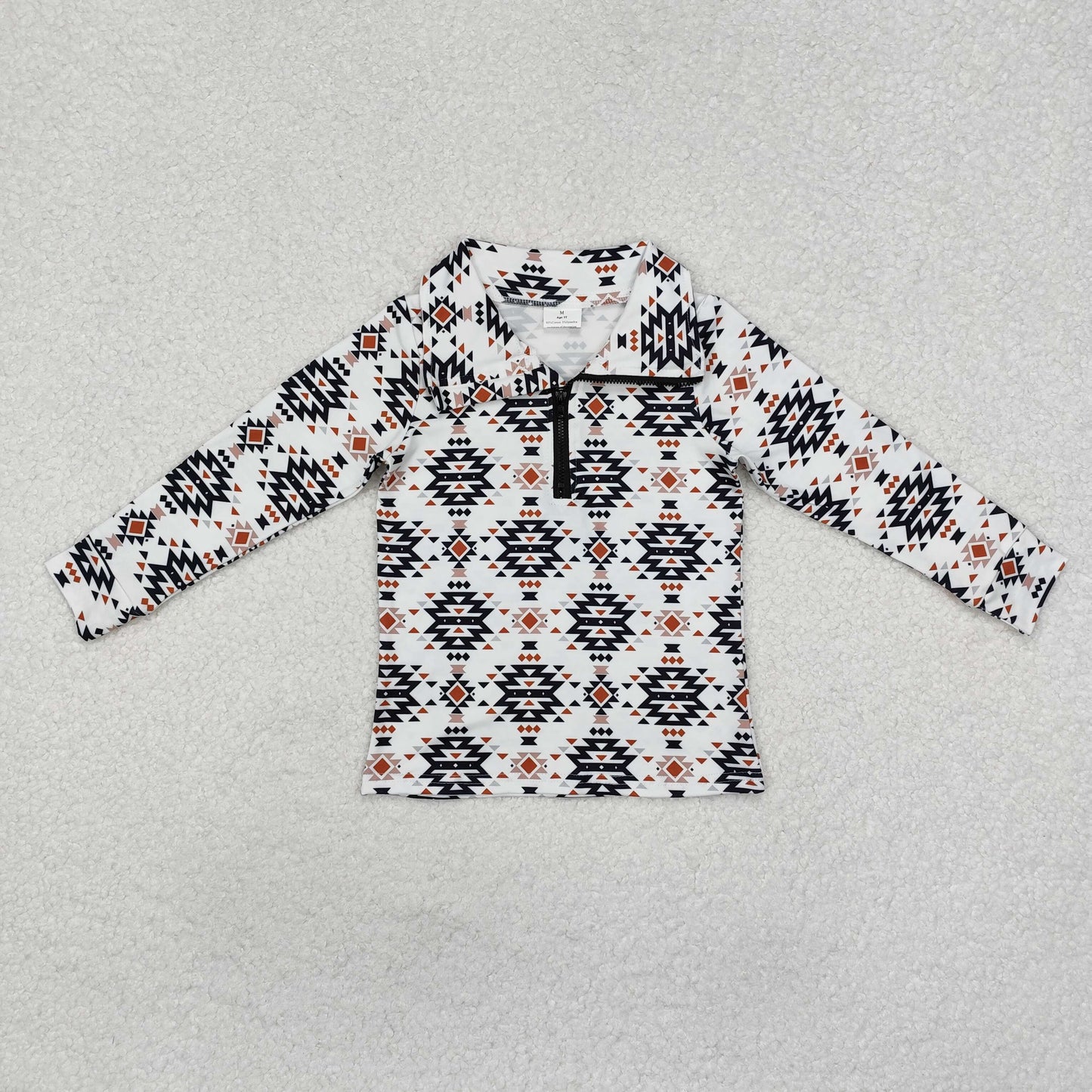 RTS NO MOQ Sibling Baby kid clothes geometric pullover long sleeve tops
