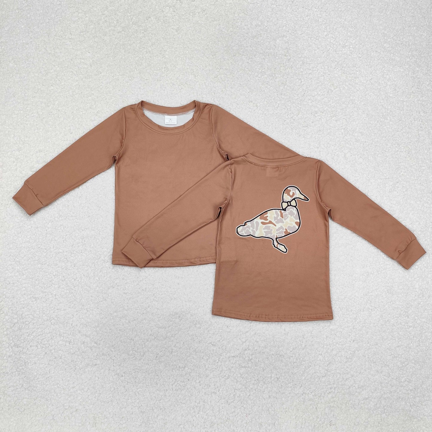 RTS NO MOQ（In Stock) Camouflage duck brown long-sleeved top