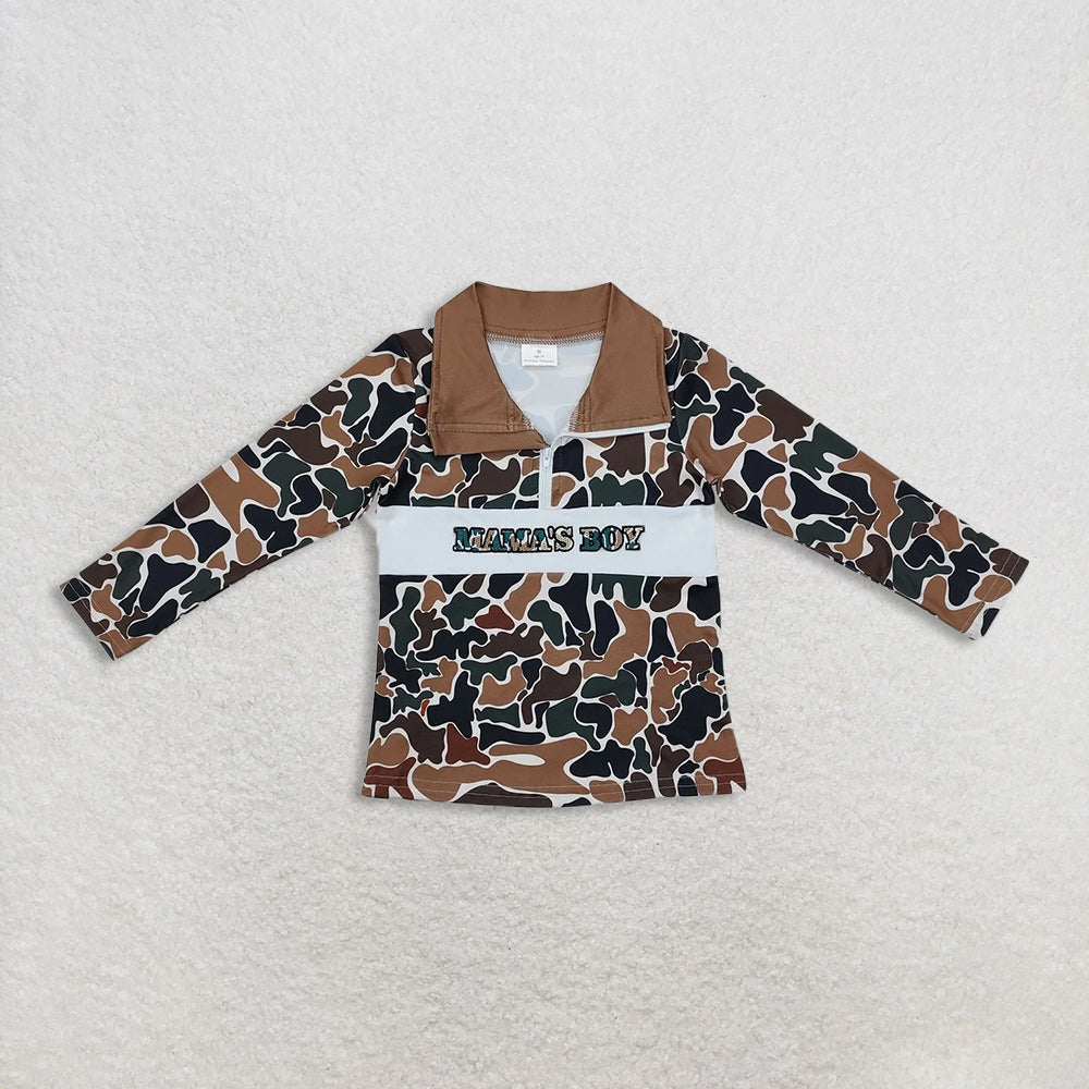 RTS NO MOQ Sibling Baby boy clothes embroidery mama long-sleeved trousers suit & rompers and top
