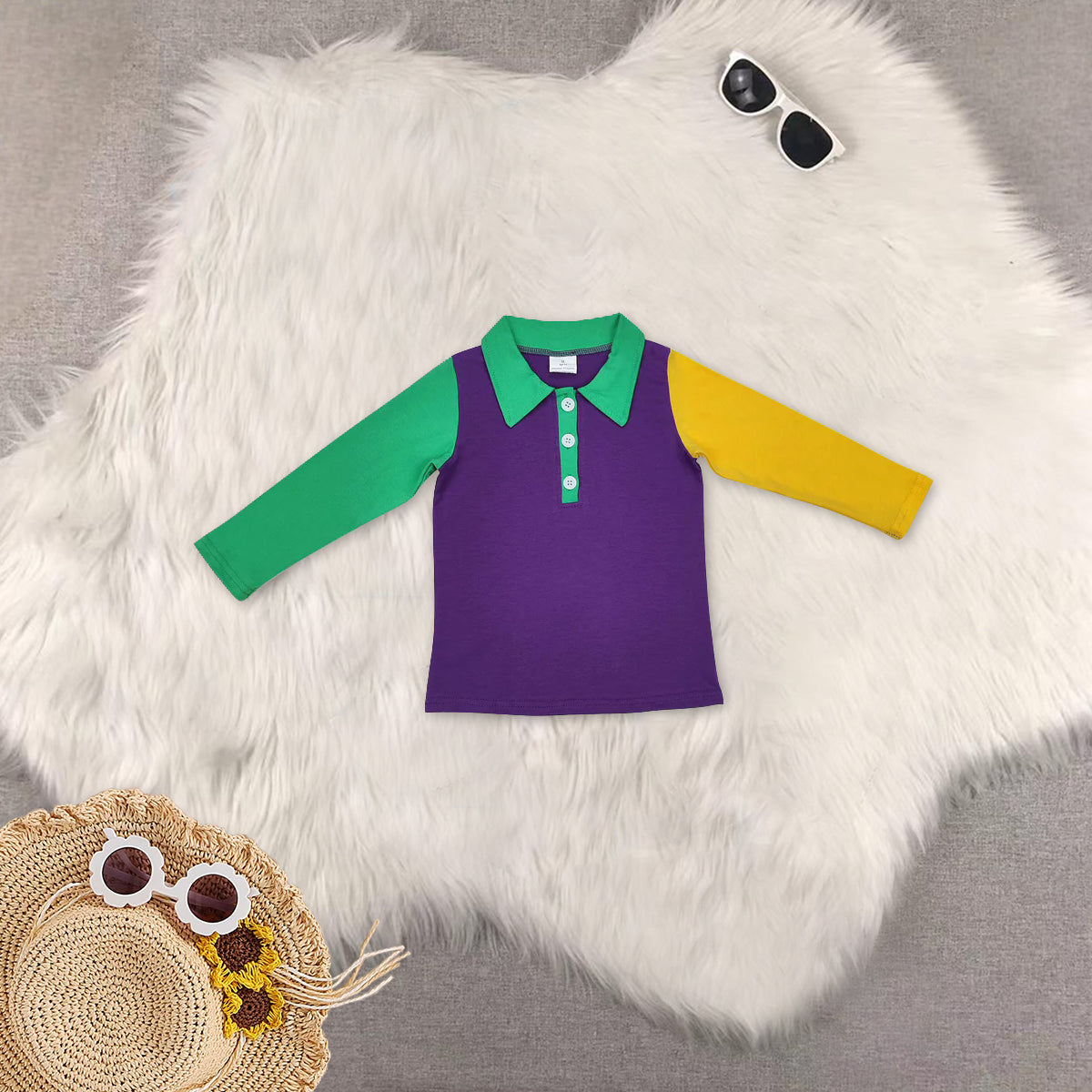 RTS Sibling baby boy clothes mardi gras Long Sleeve and tops