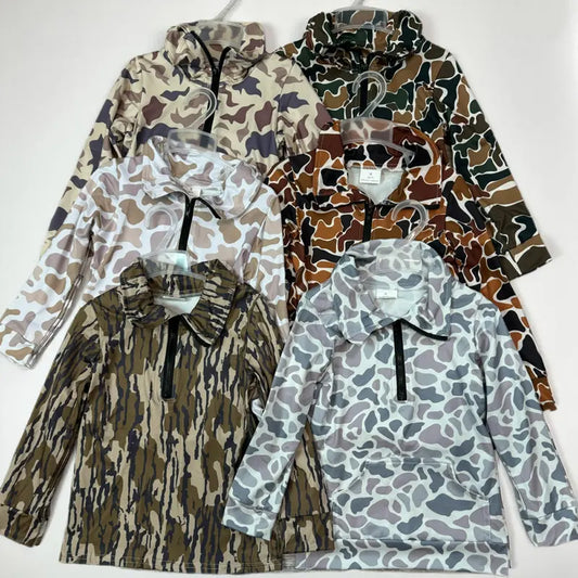 RTS NO MOQ Sibling Baby boy clothes Camouflage pullover long sleeve tops