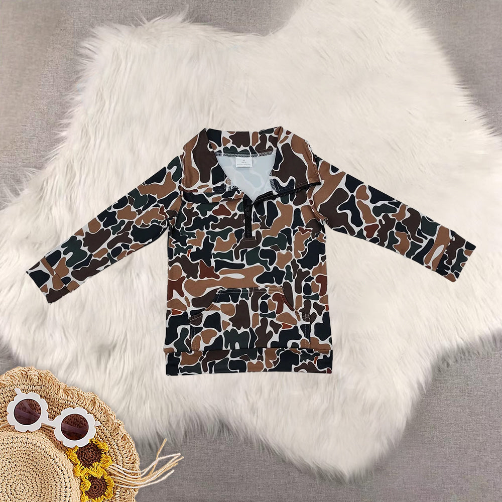 RTS NO MOQ Sibling baby boy clothes camouflage long sleeved set and tops and shorts
