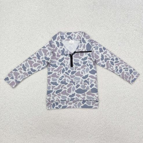 RTS NO MOQ Sibling Baby Boys Camo Pullover Polo Shirts Tops for Kids Clothing