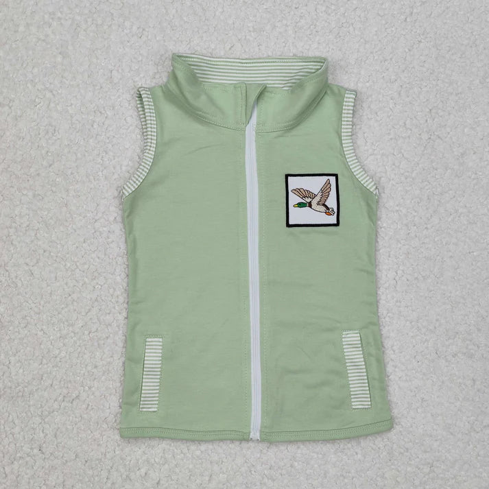 RTS NO MOQ Sibling baby boy clothes Brown plaid vest top + camouflage sleeveless zipper vest