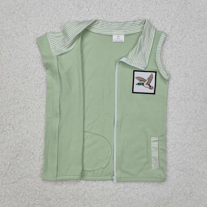 RTS NO MOQ Sibling baby boy clothes Brown plaid vest top + camouflage sleeveless zipper vest