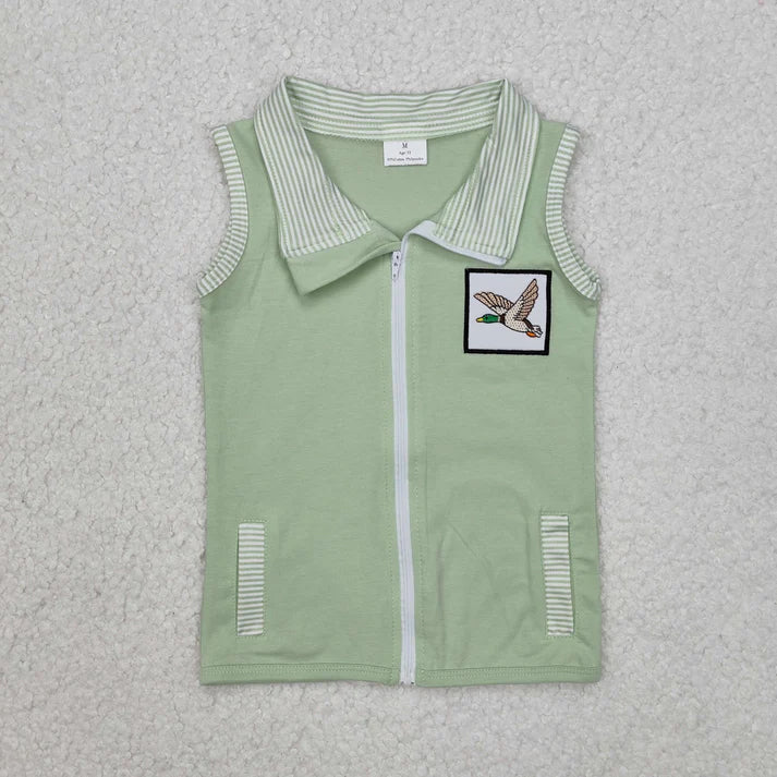 RTS NO MOQ Sibling baby boy clothes Brown plaid vest top + camouflage sleeveless zipper vest