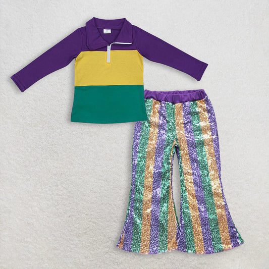 RTS NO MOQ Sibling Baby boy clothes Mardi Gras Outfit Set and top and pants