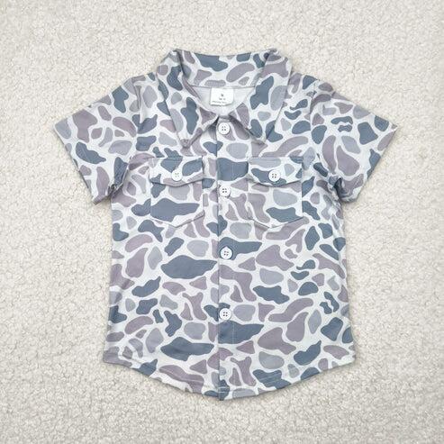 RTS NO MOQ Sibling Baby Boys Camo Pullover Polo Shirts Tops for Kids Clothing