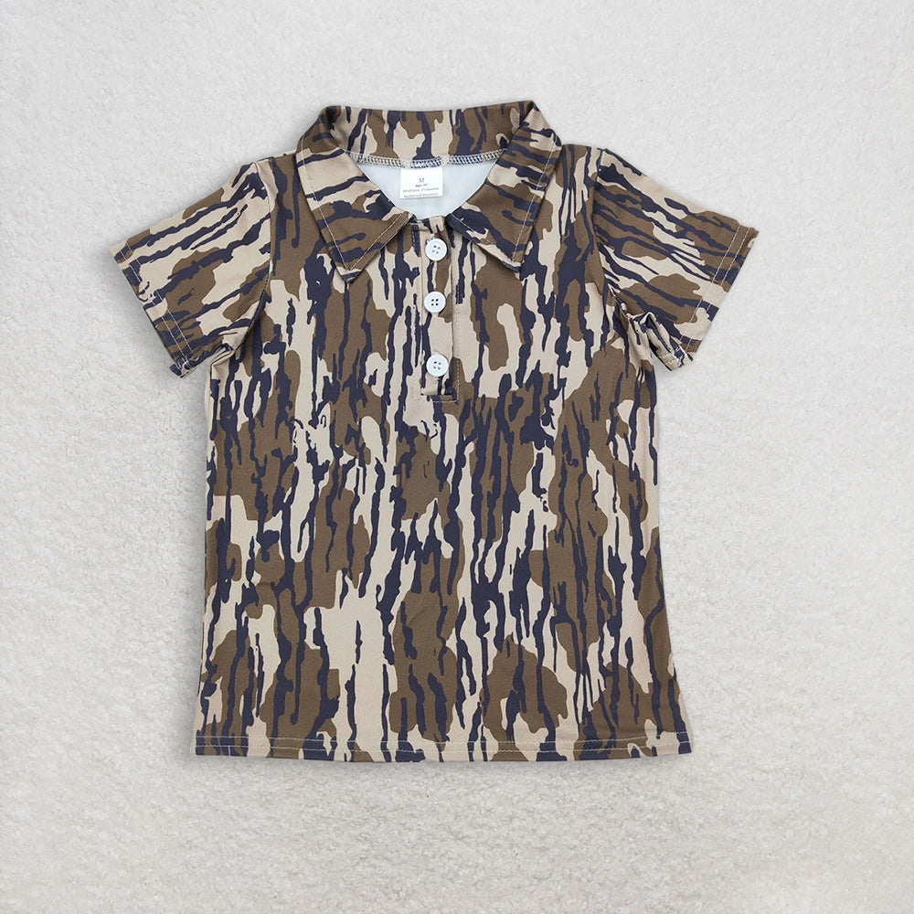 RTS NO MOQ BT1207+SS0739 Baby Boys Short Sleeves Camo Button Polo Shirts Tops And Shorts Set