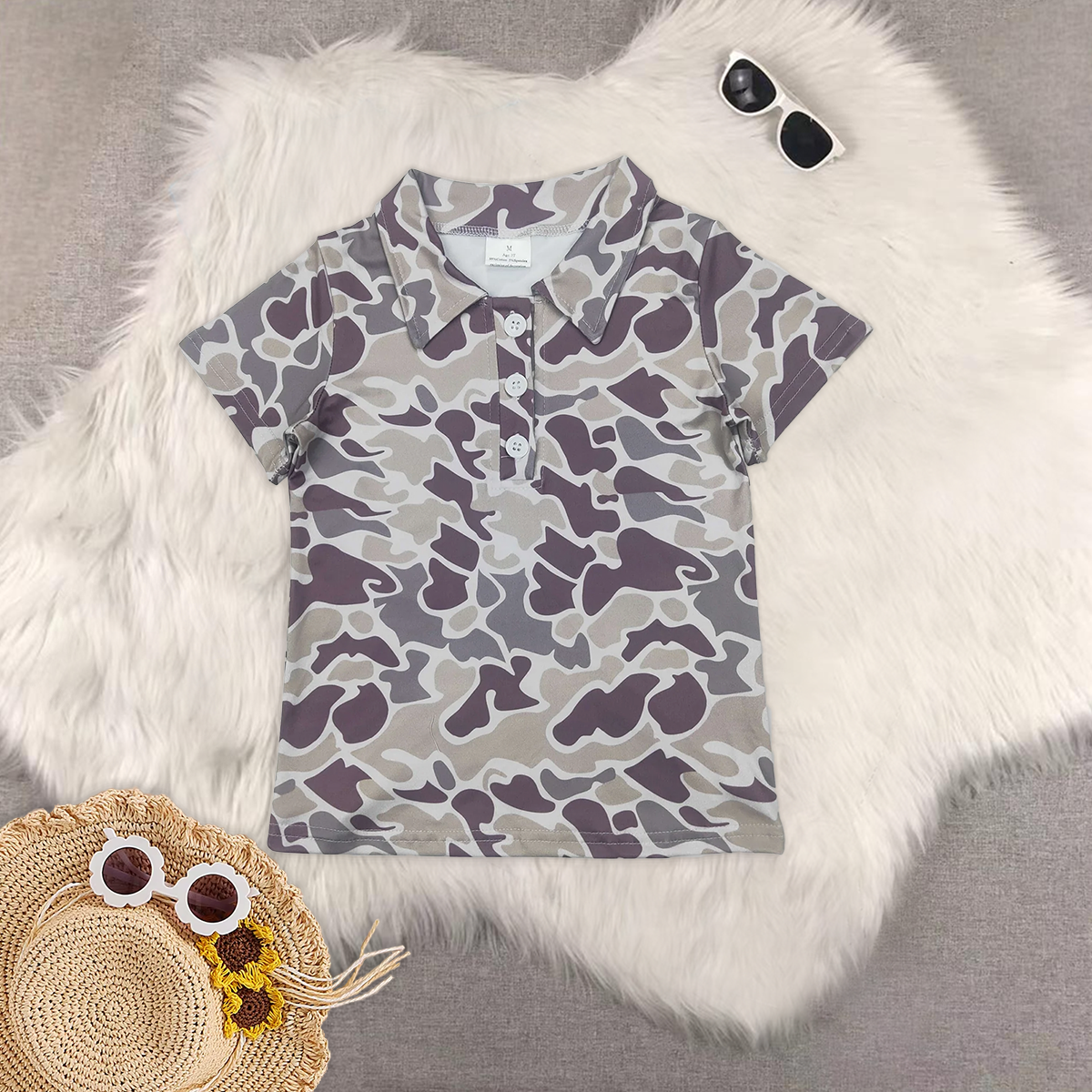 RTS NO MOQ Sibling baby boys clothes camouflage short-sleeved tops