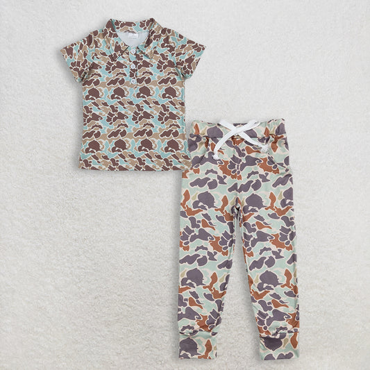 RTS NO MOQ Sibling baby boy clothes camouflage short sleeved Pants set and top and pants