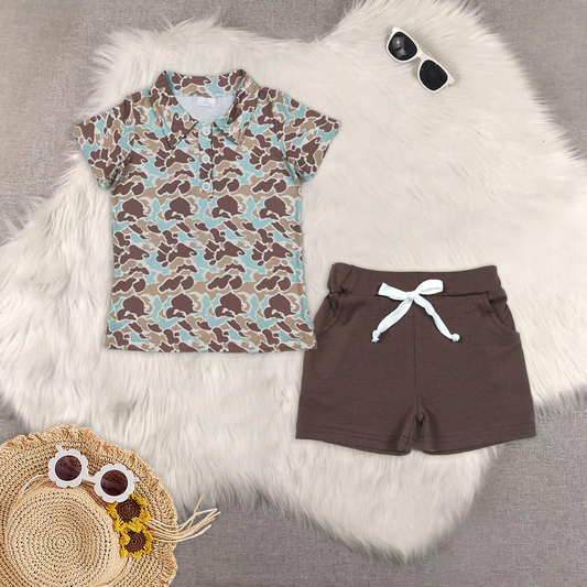 RTS NO MOQ baby boys clothes duck Short Sleeve Suit  & Top and shorts