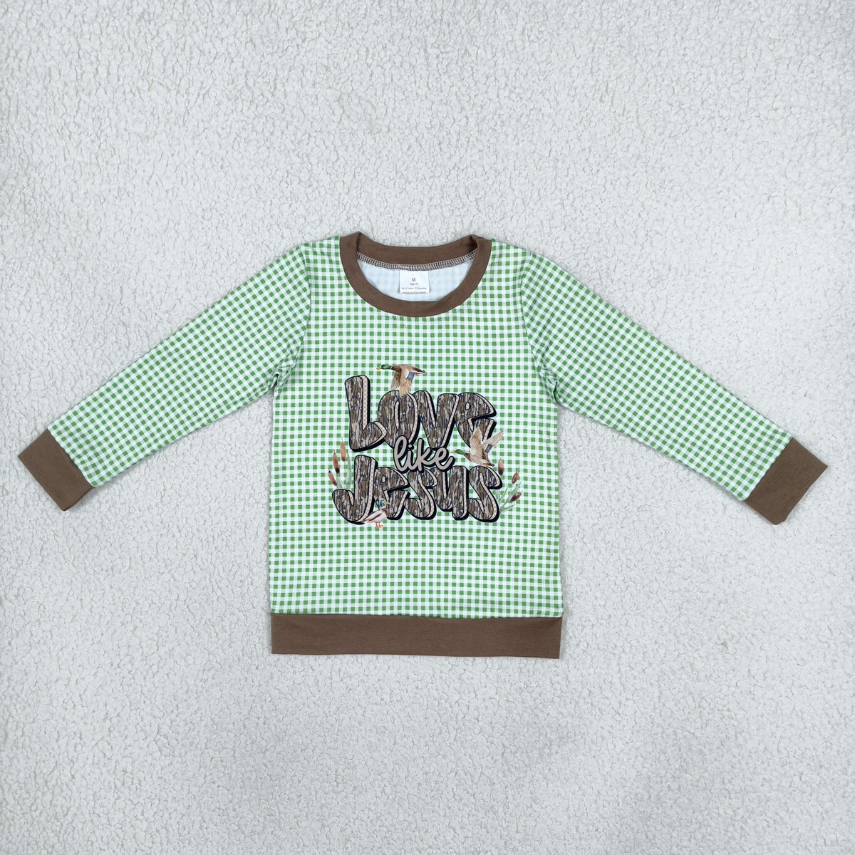 NEW RTS NO MOQ milk silk BT1320 Baby Boys Green Plaid Ducks Western Tee Shirts Casual  Top